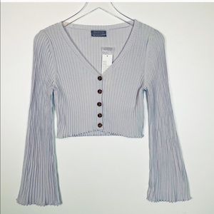 UO Ribbed Ruffle Cardigan BNWT Medium